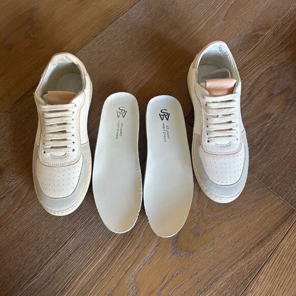 STUART WEITZMAN  Courtside Sneaker In Light Grey/white/pink - Picture 3 of 14
